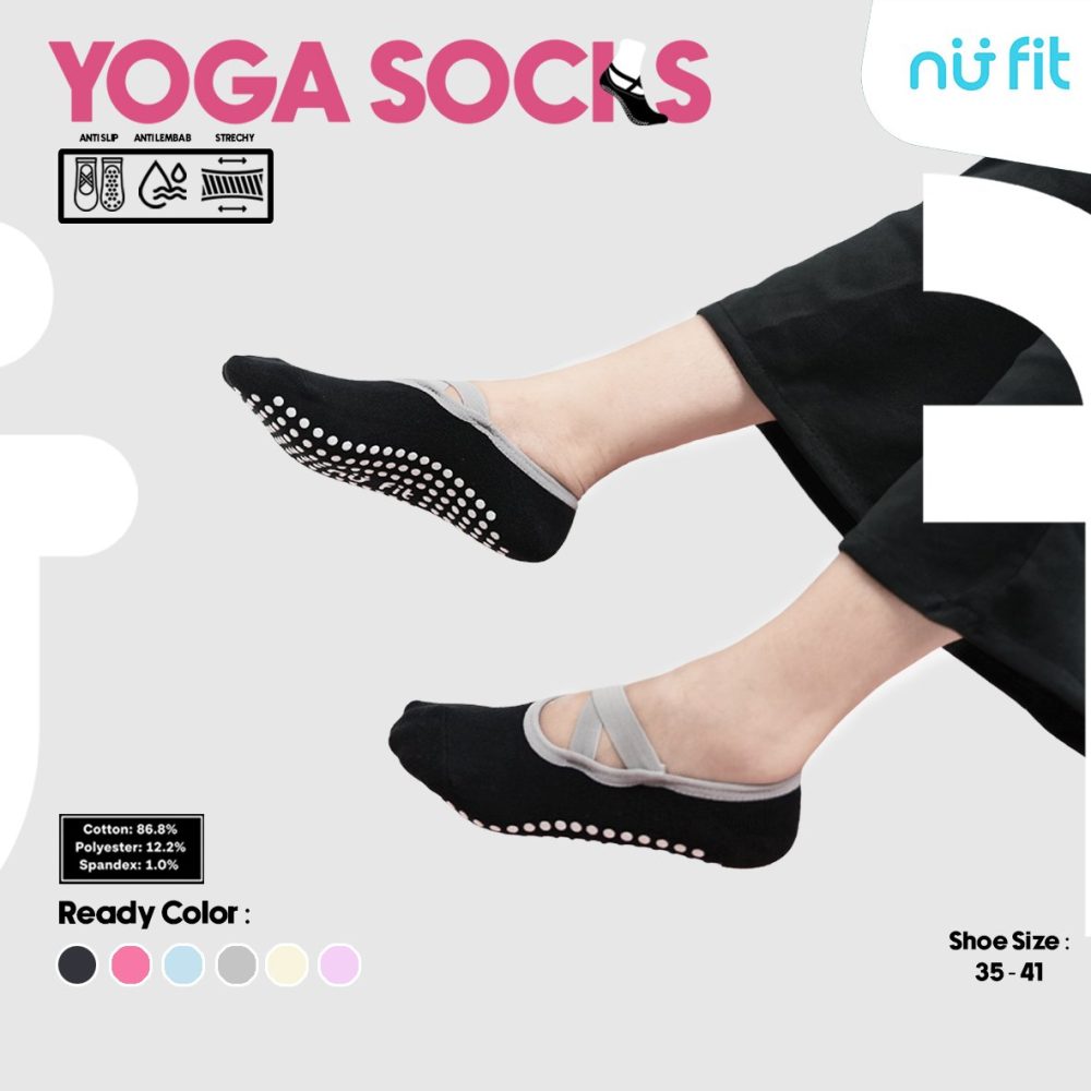 Socks Yoga Pilates Anti Slip Tali Silang